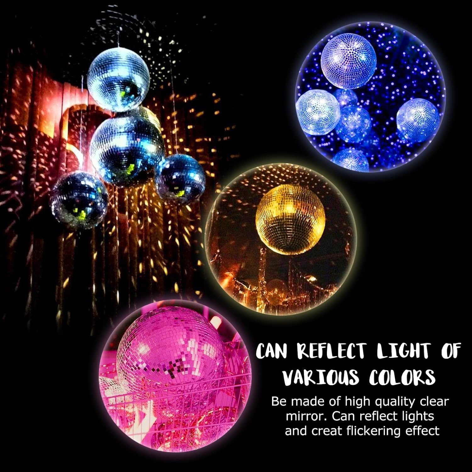 Boule disco à suspendre - 25 cm - Avec mini miroir autocollant et crochet - Idéale pour les fêtes ou les DJ