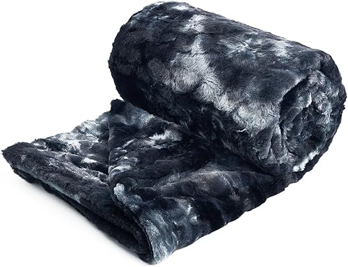 Miniatura 2 de MOOFUN Manta de piel sintética 60 x 80 pulgadas suave esponjosa cálida lavable a máquina manta duradera para sofá y cama color marrón