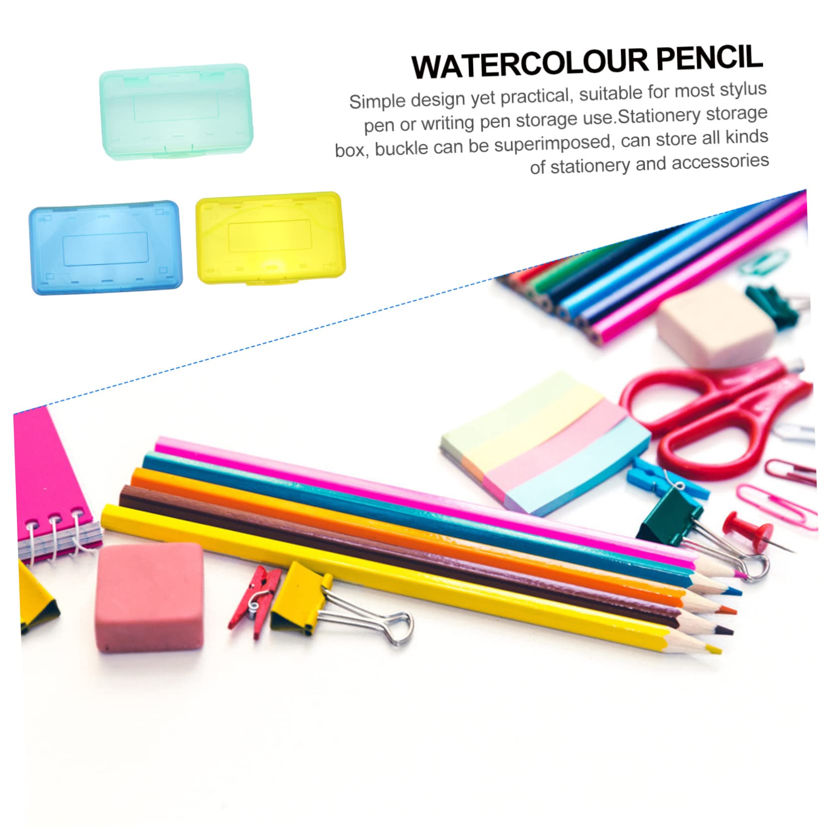 3pezzi Scatola Portaoggetti Trasparente Per Cancelleria Da Resistente Design Impilabile Per Studenti e Ufficio Organizzatore Multifunzionale Per Matite Penne e Forniture Di