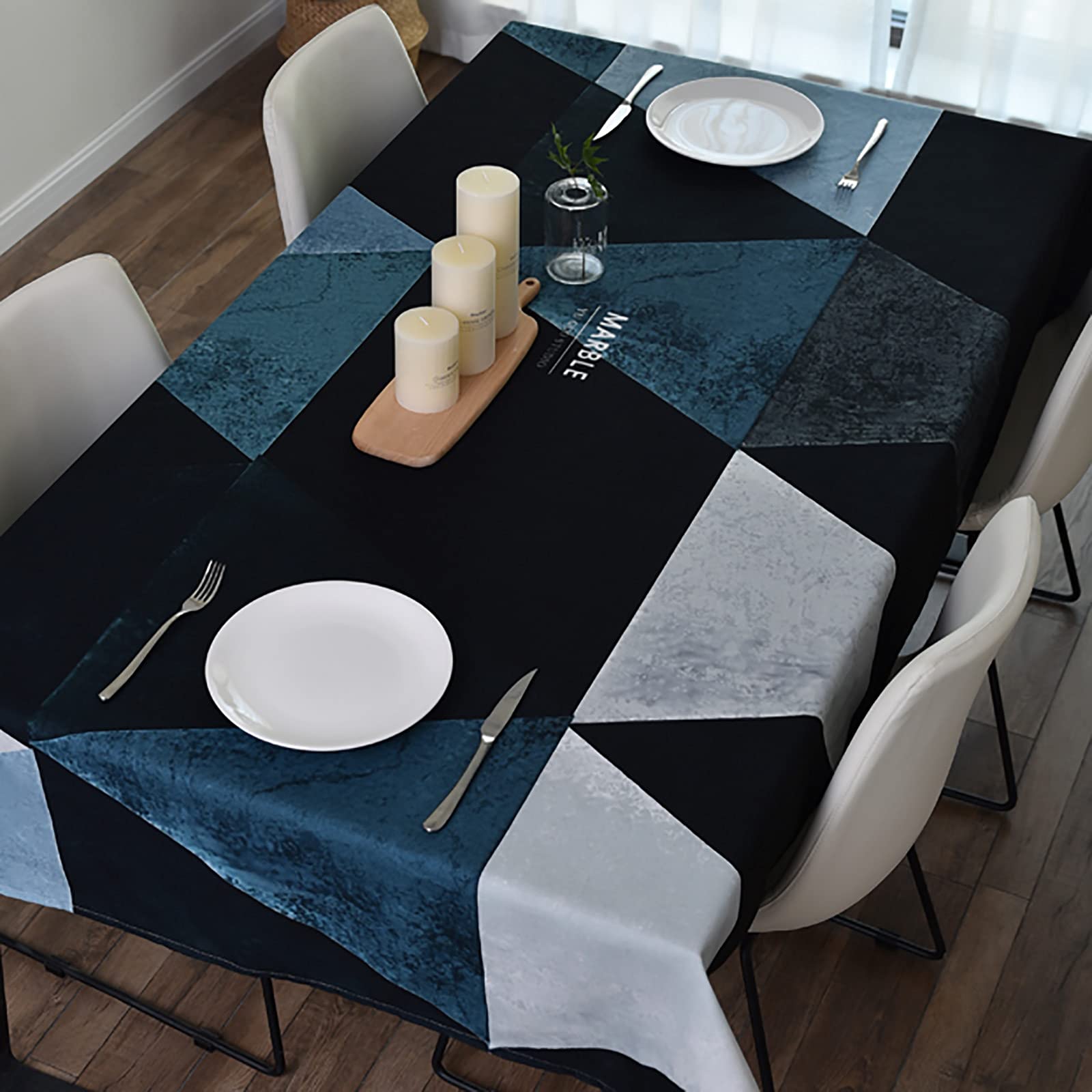 Nappe rectangulaire imperméable et anti-taches pour table de fête extérieure