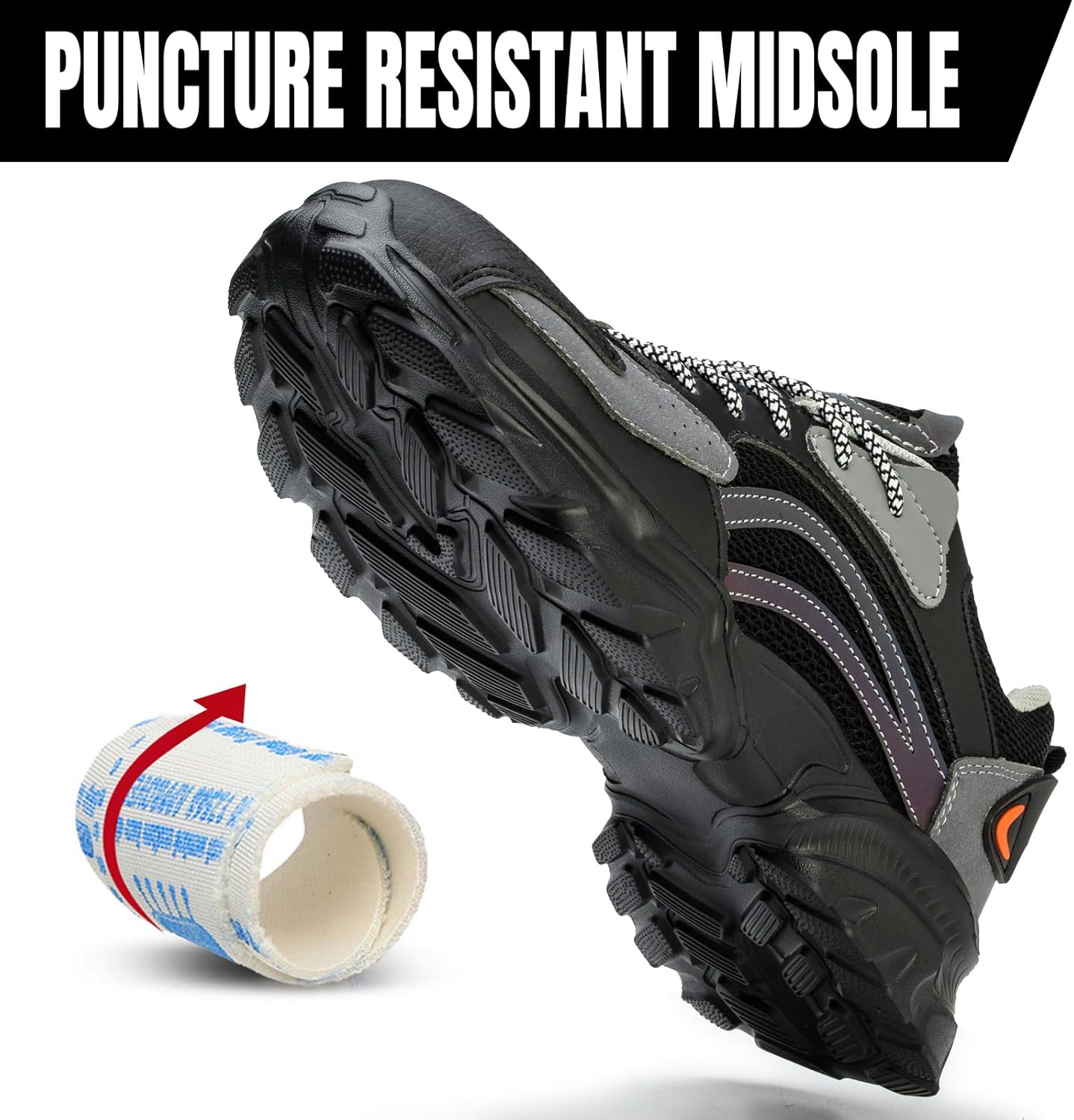 Steel Toe Shoes for Men, Comfortable Breathable Safety Sneakers, Lightweight Wide Work Shoes - Image 5