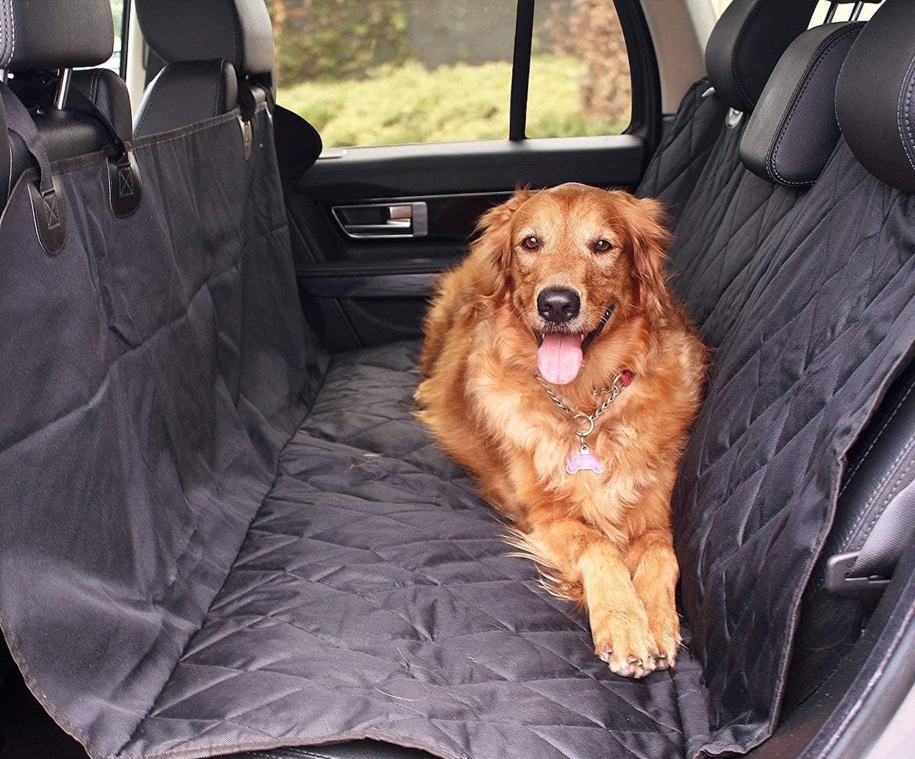 Dog Seat Cover, Heavy Duty, Universal Size fits All Vehicles, 100% Waterproof Dog Hammock, Rear Seat Protection for Cars/Trucks/SUV - Atomic (Black)