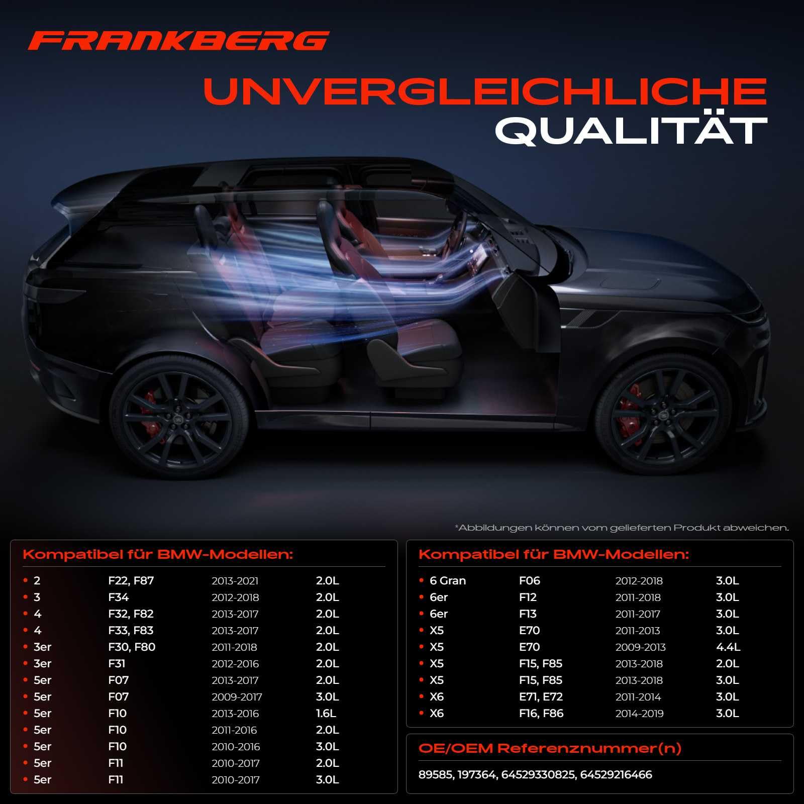 Frankberg 1x Klimakupplung Kompatibel mit 3er F30 F80 320 328 5er F10 520 528 530 535 M 550 6 Gran Coupe F06 640 X5 E70 M50 M X6 E71 E72 M50 Replace# 64529216466