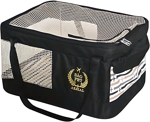 São Pet Bolsa Aerial Para Transporte De Cães E Gatos Em Avião (36X33X23 Cm) Preta