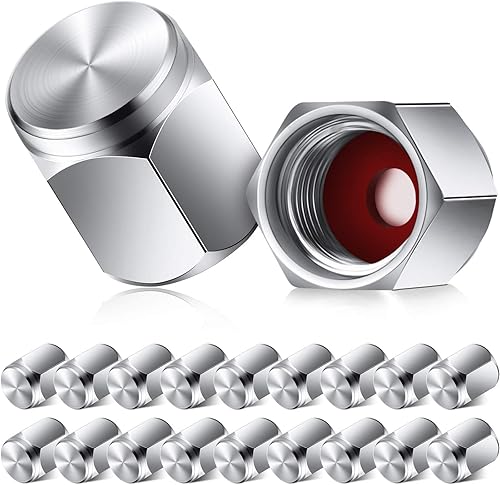 20 piezas de tapas de vástago de válvula de neumático de latón, tapas de válvula de neumático de latón en forma de hexágono plateado, cubiertas a