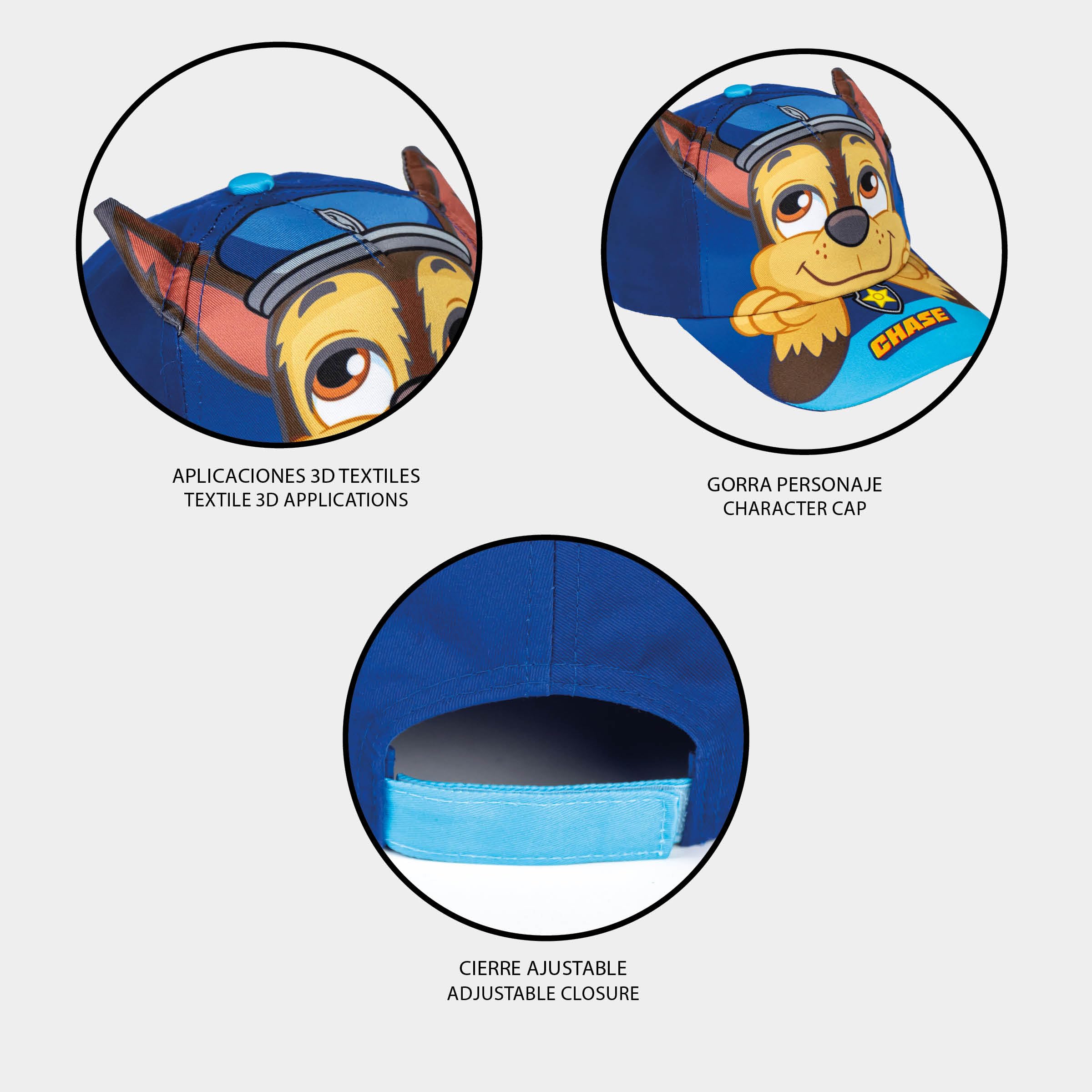 Gorra Infantil Patrulla Canina Azul 53 cm Algodón Poliéster Chase Original España