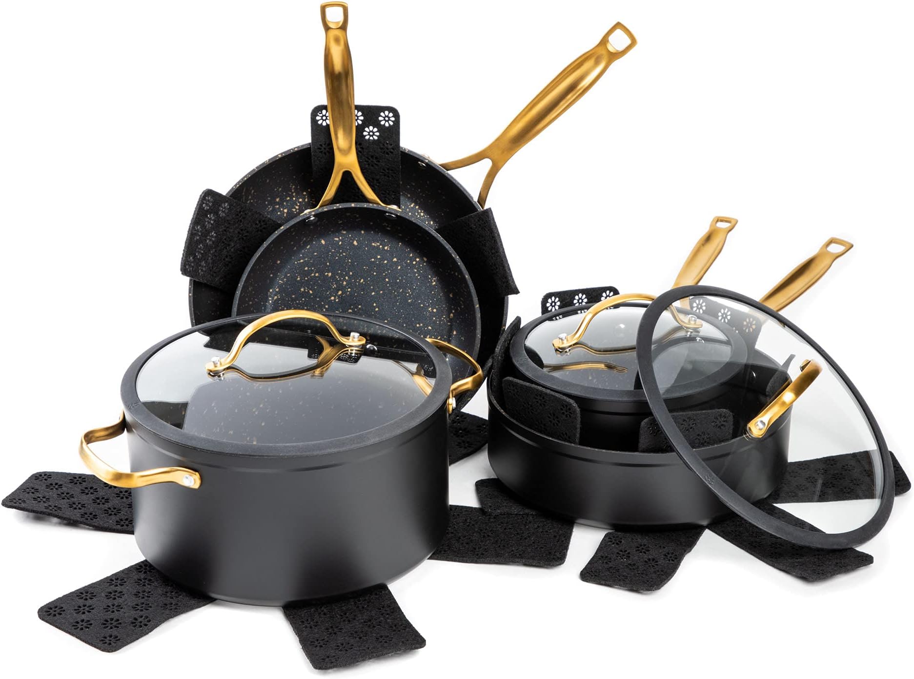 Thyme & Table12-Piece Nonstick Ceramic Cookware Set, Gold/Ideal for cooking exquisite dishes/Mom needs it/Ideal product for Chef/This product should not be missing in your home.