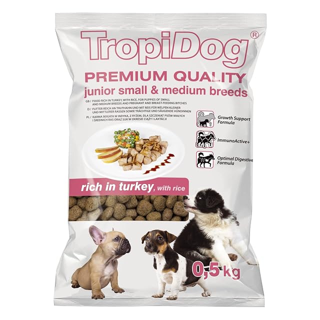TROPIDOG Premium Junior Small & Medium Turkey & Rice 500g