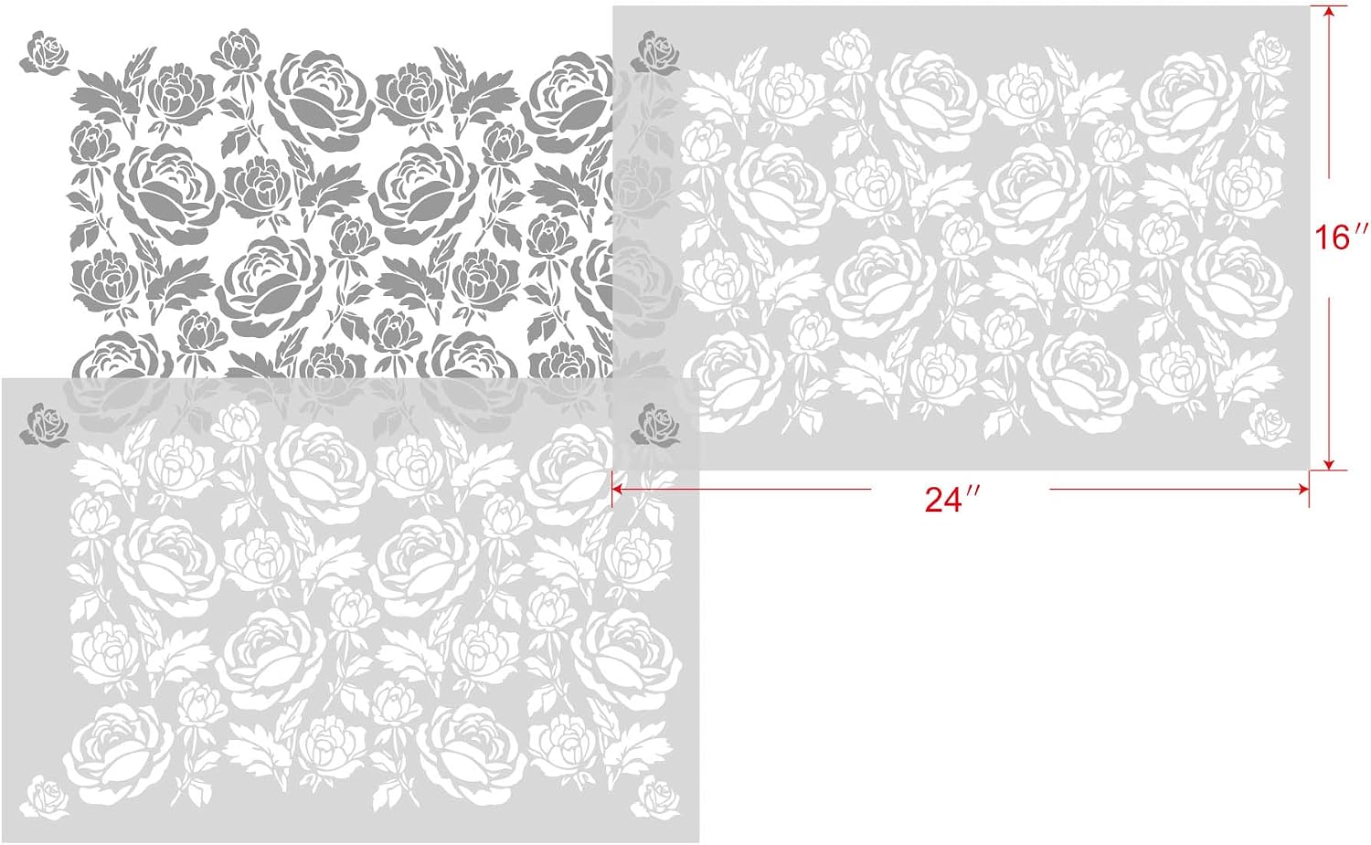 GSS Designs Large Rose Wall Stencil 16x24Inch Seamless Repetitive Allover Pattern Stencil DIY Floral Stencil for Home Decor