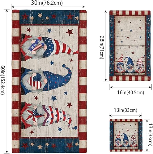Miniatura 4 de Red Blue Farmhouse Flag Bath Towels for Bathroom Set - Luxury Microfiber Towels Gifts for Women,Quick Dry Beach Kitchen Hand Hair Face Yoga Workout
