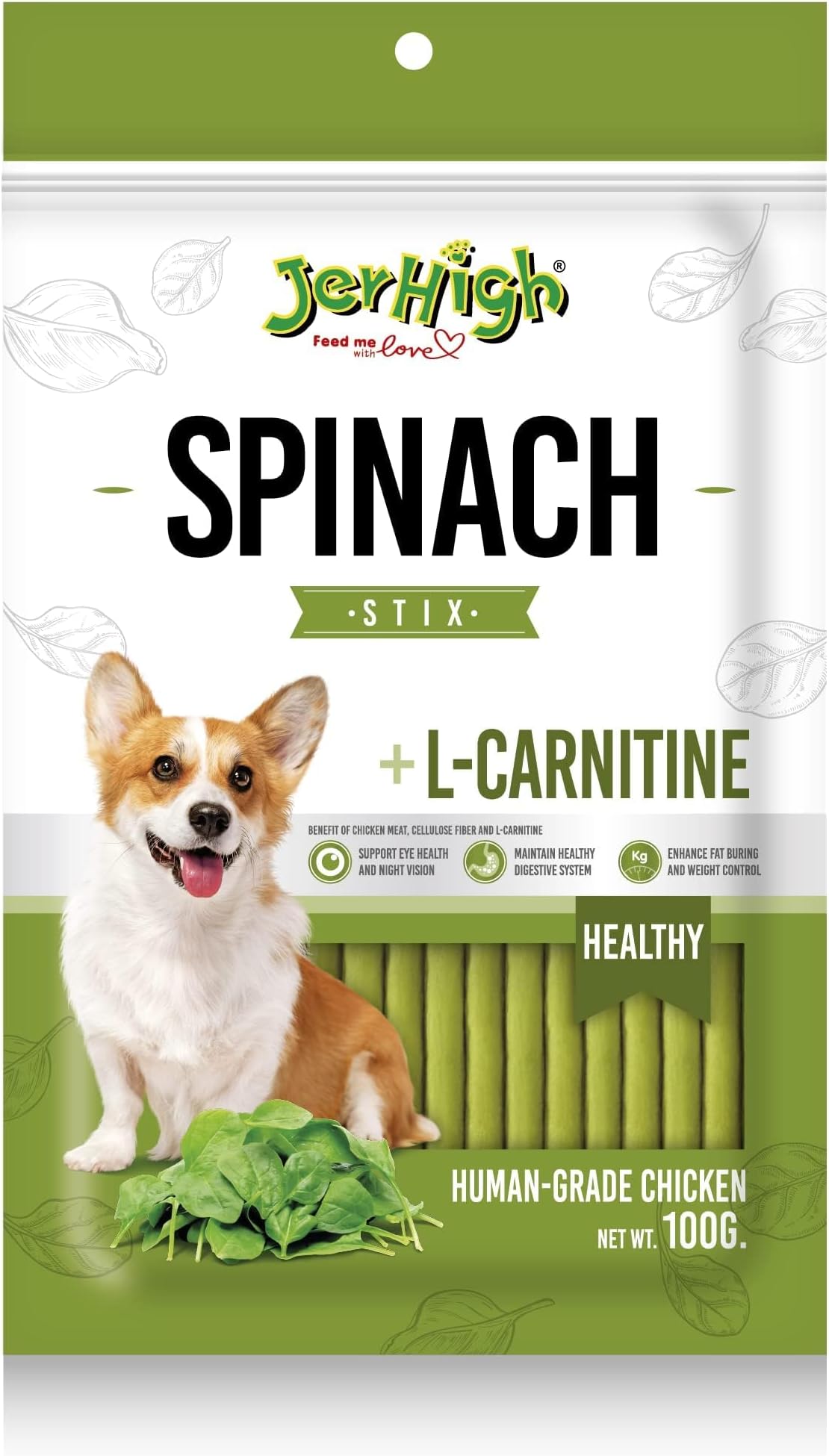 JerHigh Jer High Dog's Spinach Stix Treat (100g)