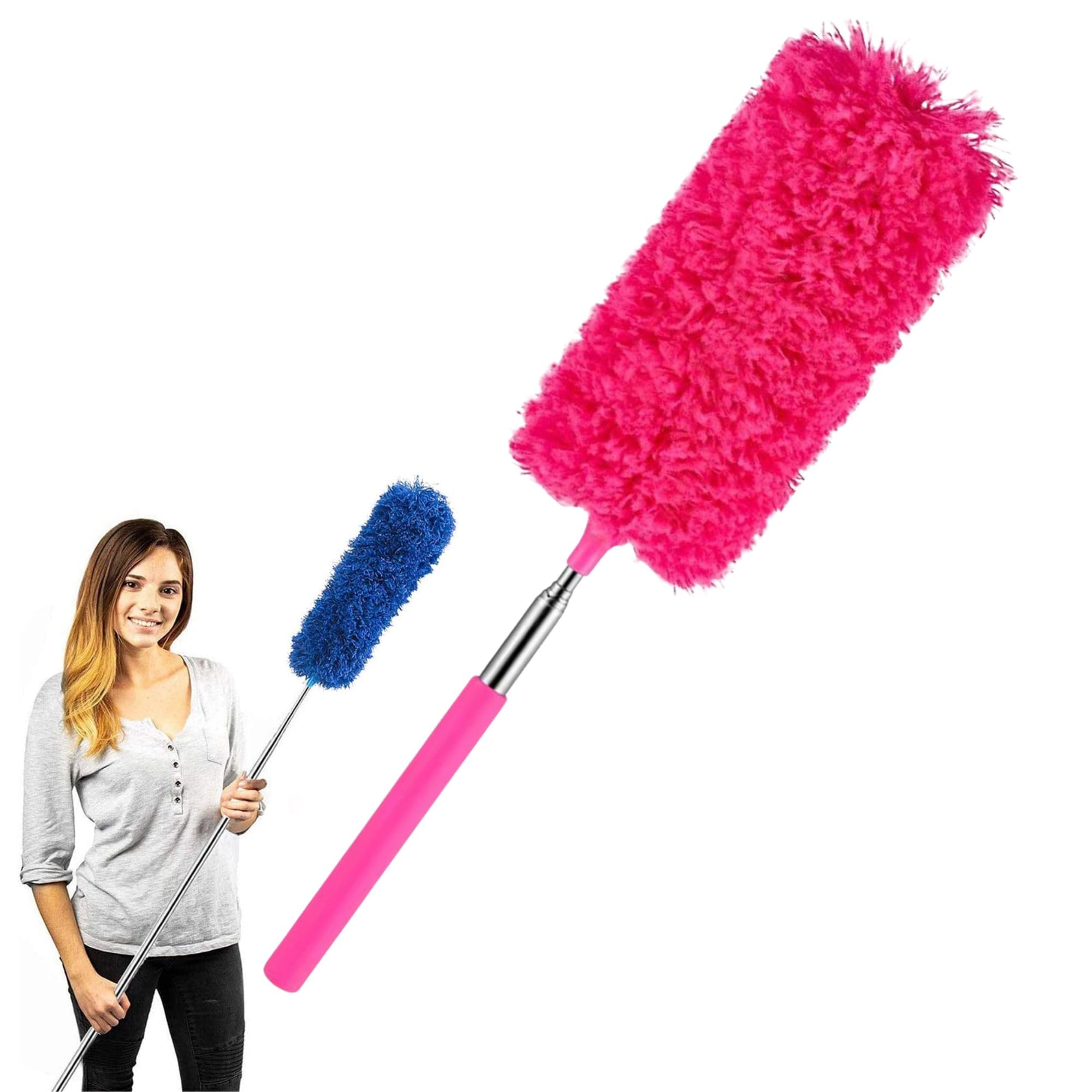SynSoExtendable Dusting Brush- Multipurpose Hand Duster with Extension Pole - Pollen Removing - Exterior or Interior Use - Lint Free - Long Unbreakable Extendable Telescopic Handle
