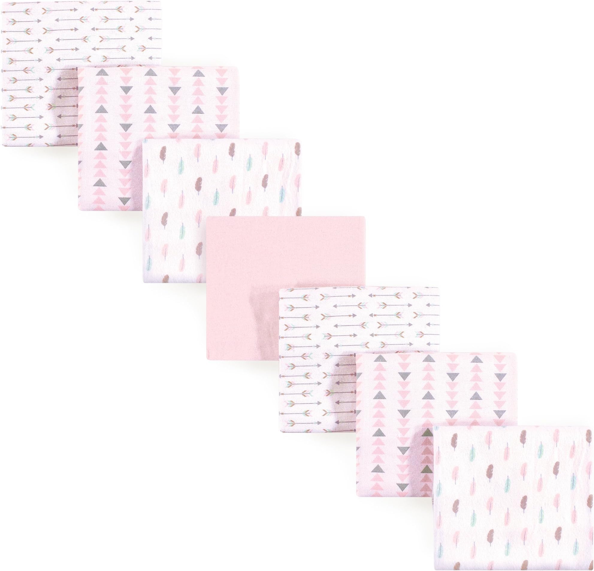 Luvable Friends Unisex Baby Cotton Flannel Receiving Blankets, Girl Feathers,7 Count, One Size (Pack of 12)