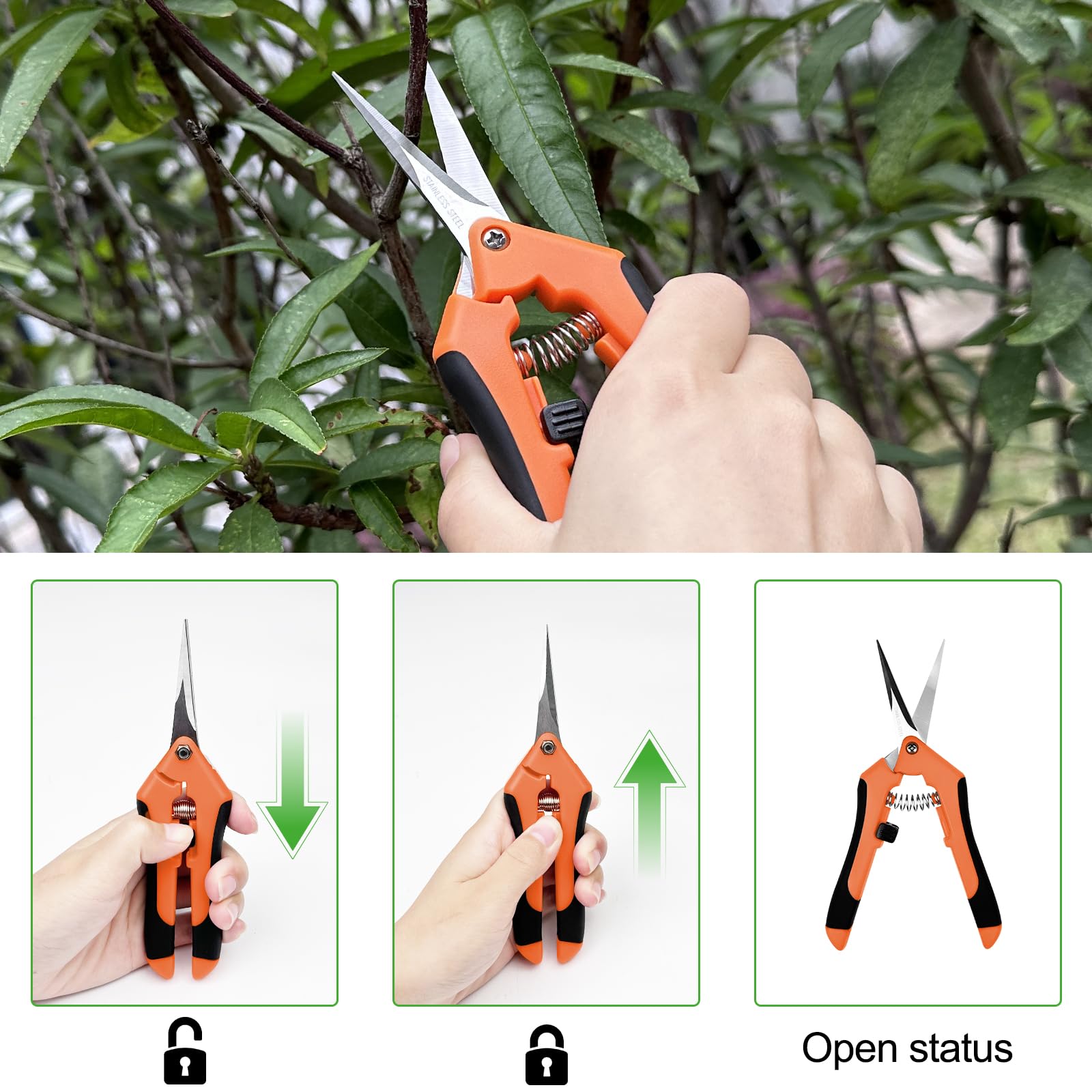 2 Pièces Ciseaux Jardinage, Sécateurs Et Ciseaux De Jardinage Ciseaux Jardin Avec Ergonomique Manche Secateurs A Main Pour Ramasser Les Fruits 99326334