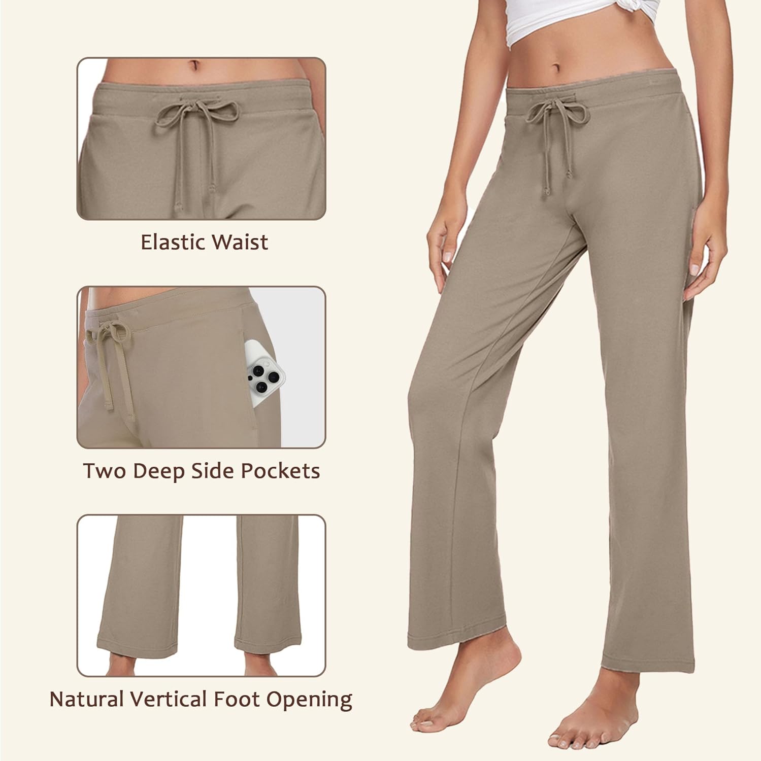 U2SKIIN 2 Pack Pajama Pants for Women Soft, Cotton Comfortable Womens Lounge Lightweight Sleep Pj Bottoms - Image 2