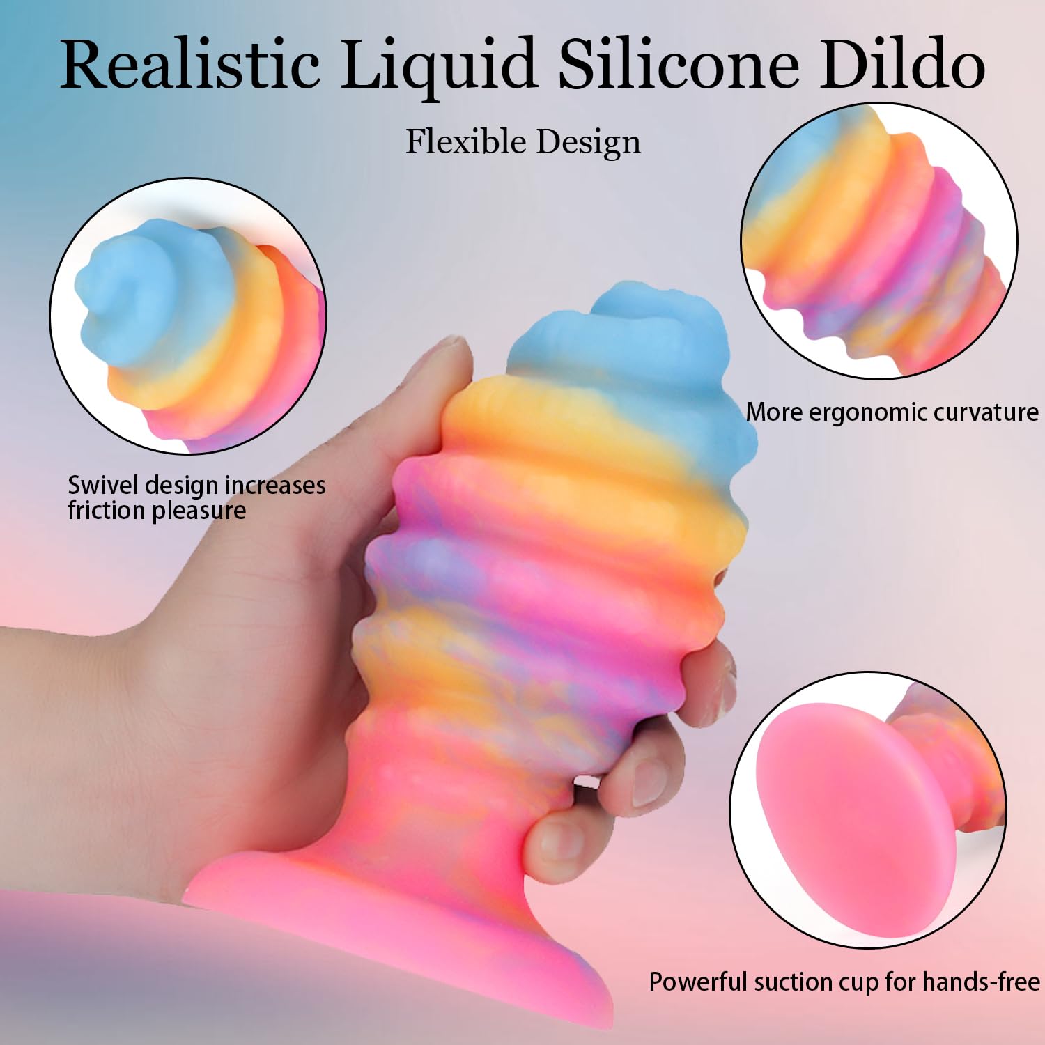 Glowing Realistic Dildo, Big Anal Plug Silicone Anal Dildo with Strong Suction Cup, Luminous Large Butt Plug Trainer Massager Colorful SM Sex Toys for Adult Beginner & Women (L): helical