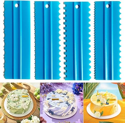 Miniatura 6 de Juego de raspadores para tartas, peine de decoración y glaseado más suave, raspador de dientes de sierra, pulidor de espátula de mantequilla, crema