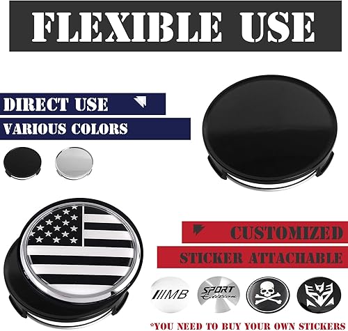 Miniatura 5 de KitsPro Tapones centrales de rueda de 2.9 pulgadas, paquete de 4 (negro brillante, exterior de 2.953 in, interior de 2.874 in)