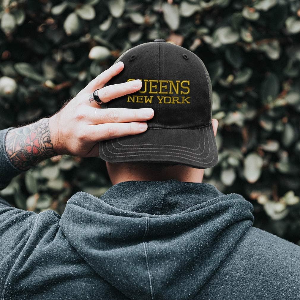 Baseball Cap New York Queens Uniteds C Embroidery Cotton Soft Mesh Cap Snapback Black Charcoal Design Only
