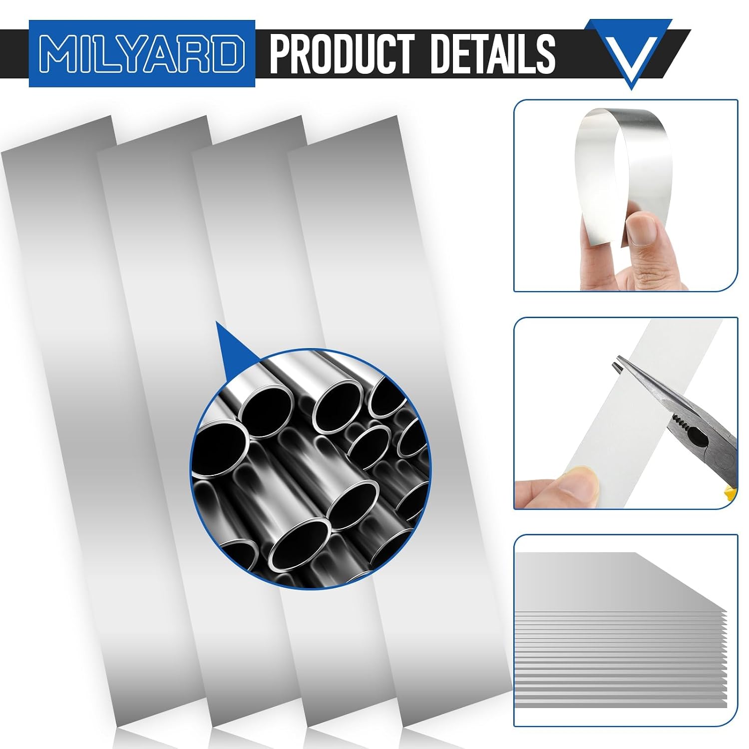 40Pcs Stainless Steel Shim Stock,1" W x 6" L | 10 Size Assortment from 0.0007" to 0.01", for Leveling, Trimming & Installation Gaps