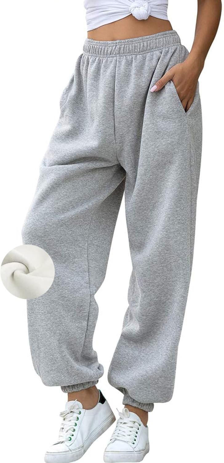 AROGONE Women Sweatpants Baggy High Waisted Cinch Bottom Athletic Joggers Sweat Pants with Pockets