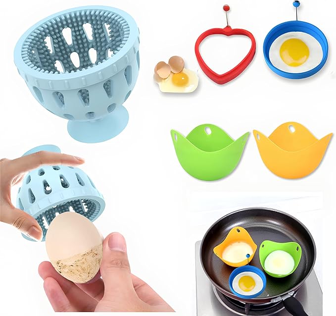 "EASY PIZY Ultimate Egg Essentials Set Silicone Egg Cleaner Brush, 2 Silicon Egg
