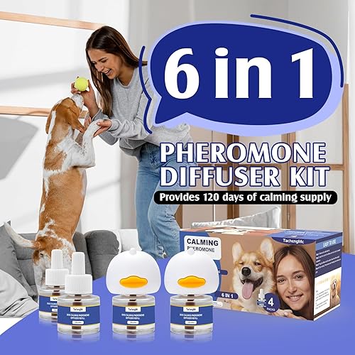 Miniatura 6 de Difusor de feromonas calmante para perros, kit 6 en 1 difusor de feromonas apaciguador para calmar a los perros, alivio de la ansiedad del perro que