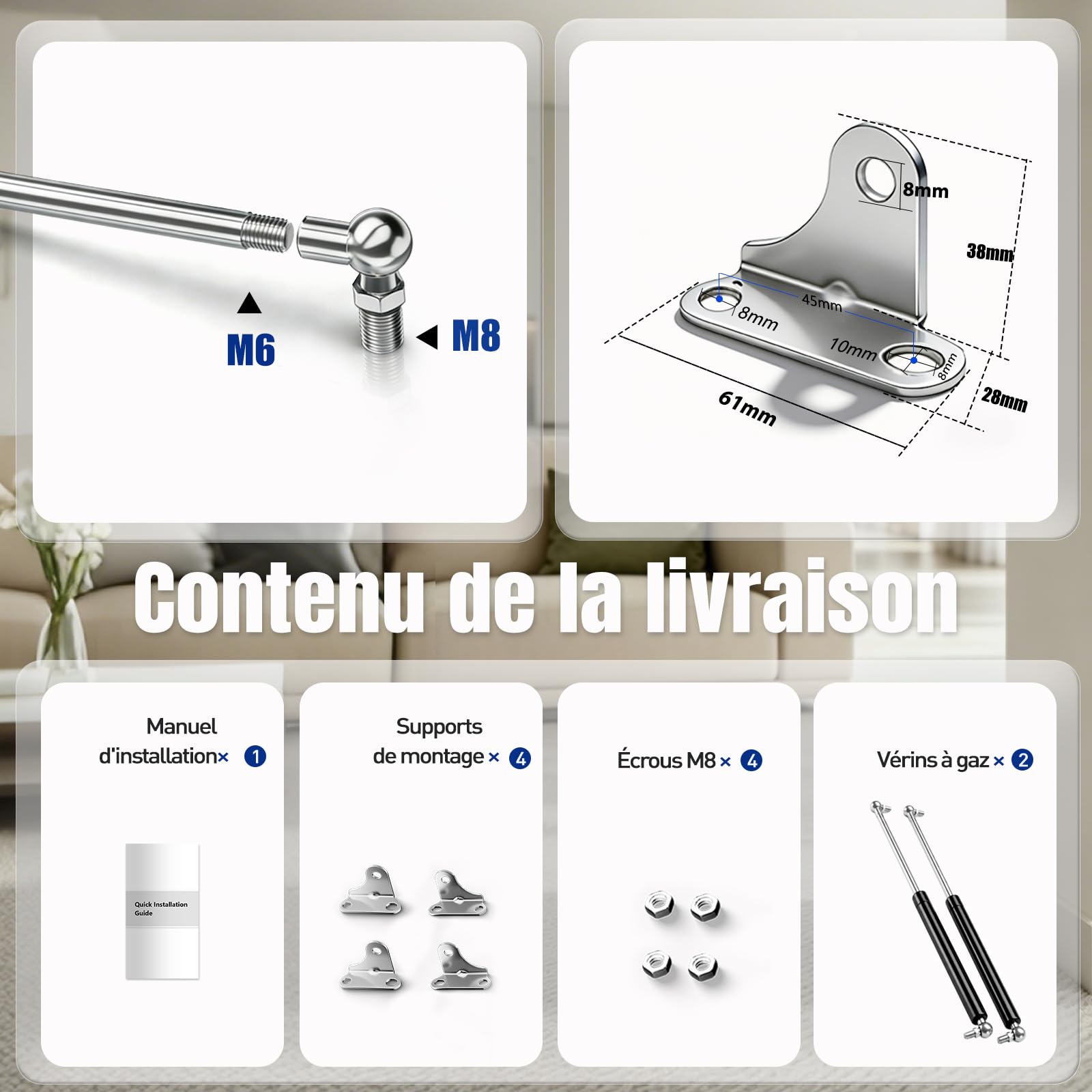 ARANA verin a gaz 500MM 200N/20KG Vérins Hydraulique avec Supports en L - pour Meuble TV Extérieur, Camion, Auvent, Porte de Sous-Sol, Coffre (Hydraulique/Équipements Lourds) - 2 Pièces