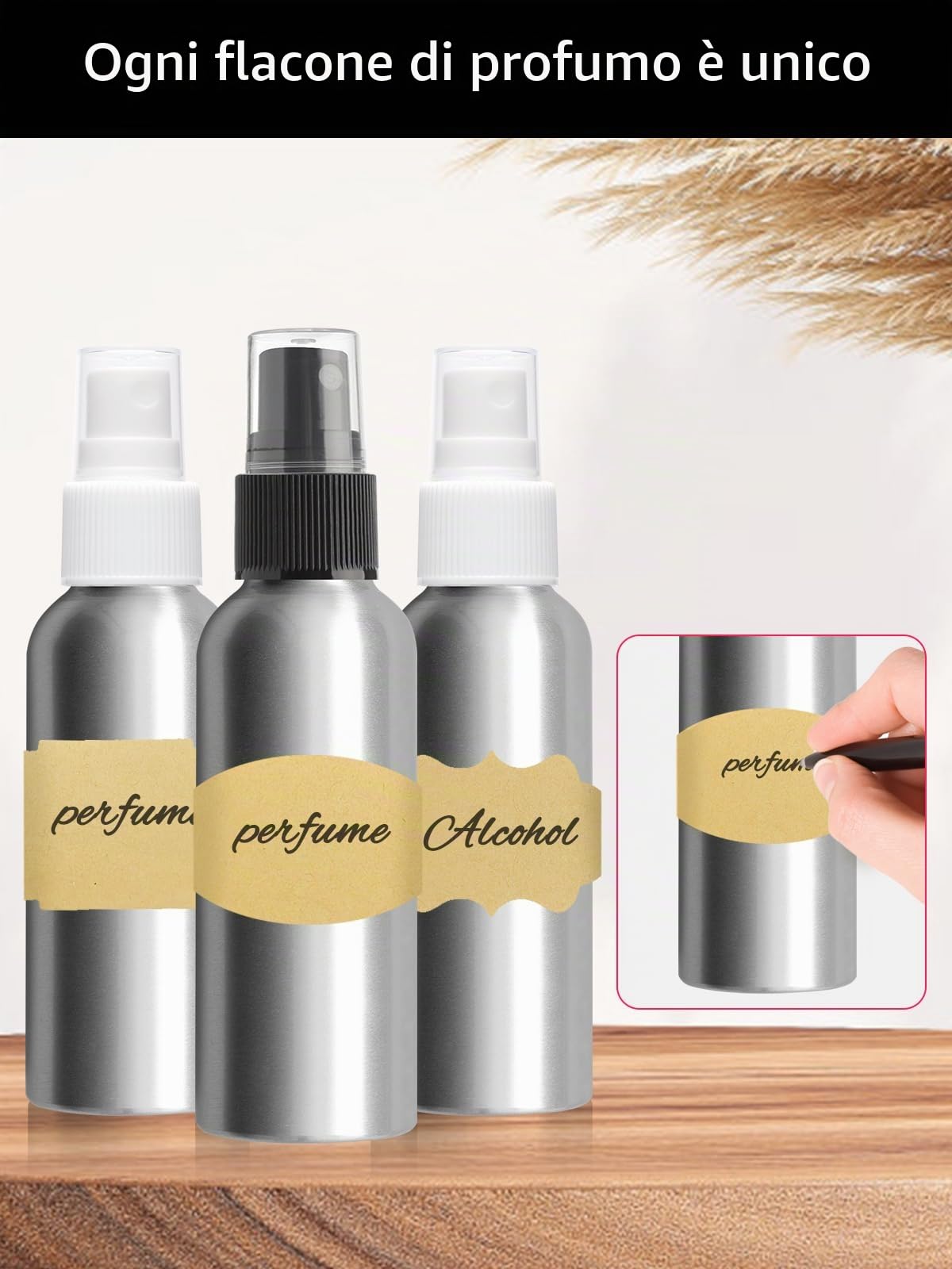 4 Piazza 100ml Flacone Spray Vuoto,Alluminio Bottiglia Spray,Contenitore Spray Vuoto,Portaprofumo Da Viaggio,Spray Superfine Flaconi Spray Vuoti,Atomizzatore Con Etichette,Imbuti,Siringhe