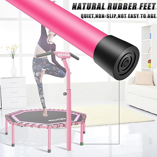 Miniatura 8 de Trampolín de Fitness Newan de 48" con Barra de Manija Ajustable, Trampolín Silencioso Bungee Rebounder Saltador Entrenador Cardiovascular de
