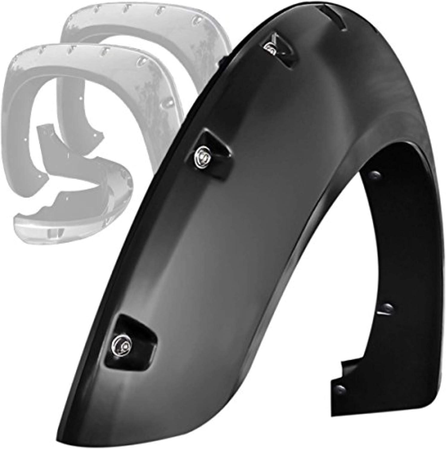 Black Horse FENDER FLARES RIVETED Style Black Compatible with 2016-2023 Toyota Tacoma-FF-TOTA-SM-PKT