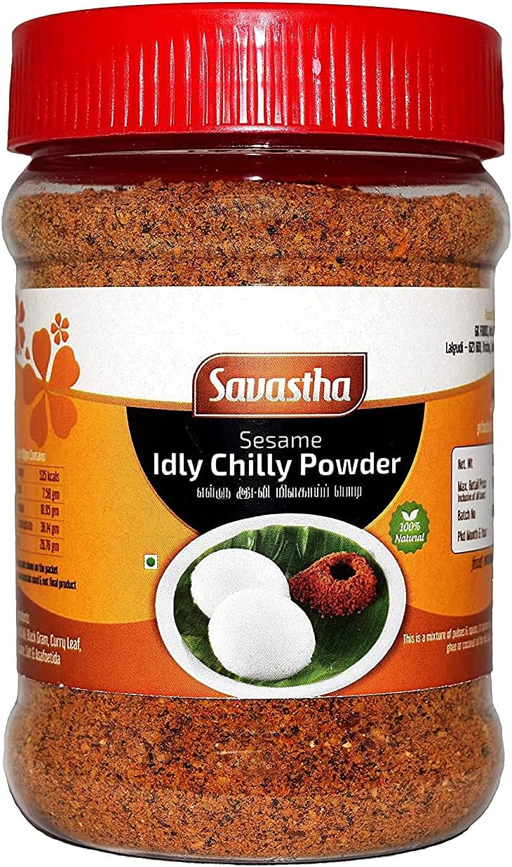 Savastha Idli Chilli Powder, Dosa Idly Chilli Milagai Podi, Karam Milagai Podi, Chutney Masala Karam Powder. 200 Gm. Traditional Homemade Recipe.