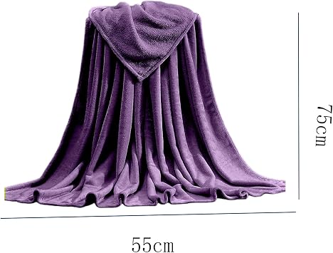 Fleece Throw Blanket for Couch Sofa or Bed Throw Size, Soft Fuzzy Plush, Luxury Flannel Lap Blanket, Super Cozy and Comfy for All Seasons,0- Purple 2,55x75cm