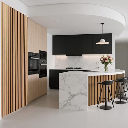 Miniatura 3 de Art3d Panel de pared de listones de madera acústica con diseño plano enrollable, paneles absorbentes de sonido de 95.3 x 23.8 pulgadas para columnas