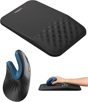 ProtoArc EM11 NL Bluetooth Rechargeable Ergonomic Mouse Blue and MP50 Ergonomic Mouse Pad with Wrist Rest Black