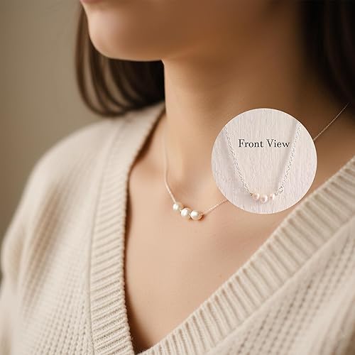 Miniatura 8 de Collar de plata de ley sin grano y sin perlas, regalo de amor propio y empoderamiento para mujer, colgante de perla real con tarjeta de mensaje