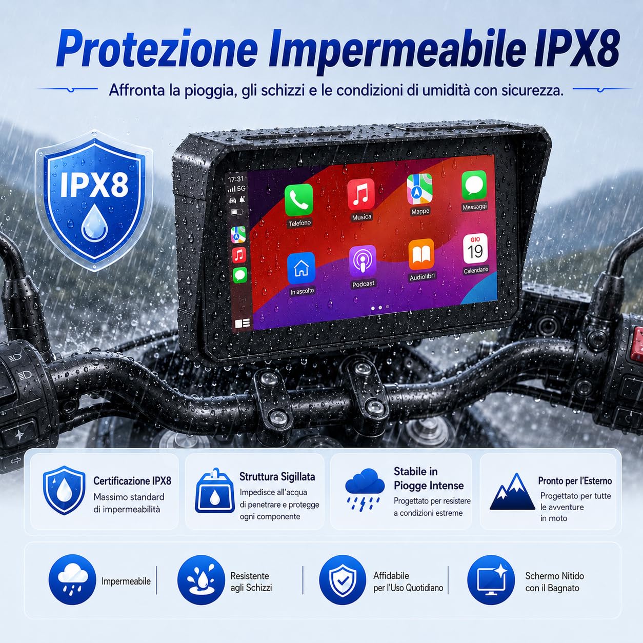 Sunweyer Carplay Moto W16 Navigatore Moto 6 Pollici Android Auto Wireless
