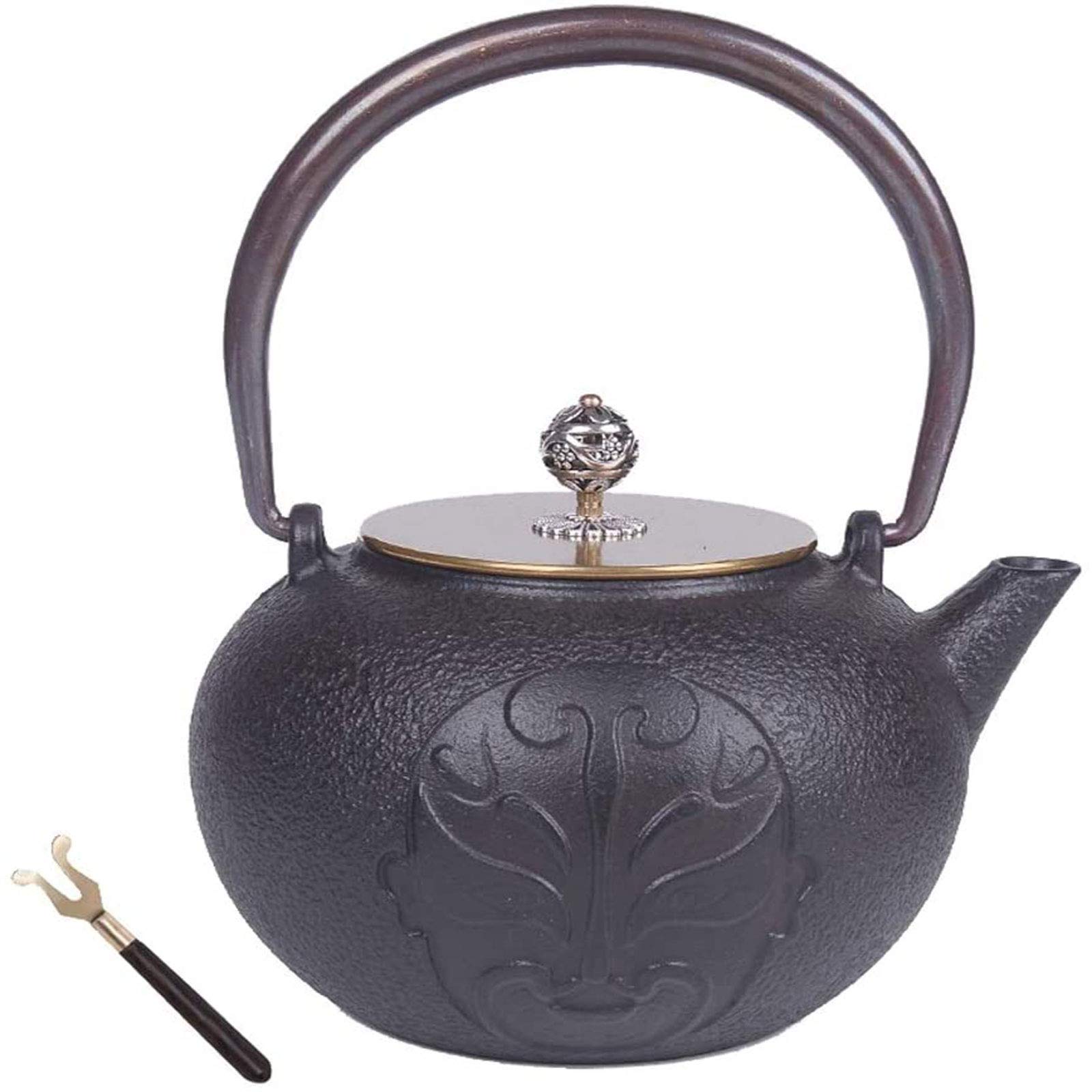 MGEMJMJ 1200ml Japanese Cast Iron Teapots Tetsubin Tea Kettle With Anti Rust Inner Wall And Copper Lid, For Green Tea And Mint, Fruity And Citrus, Black