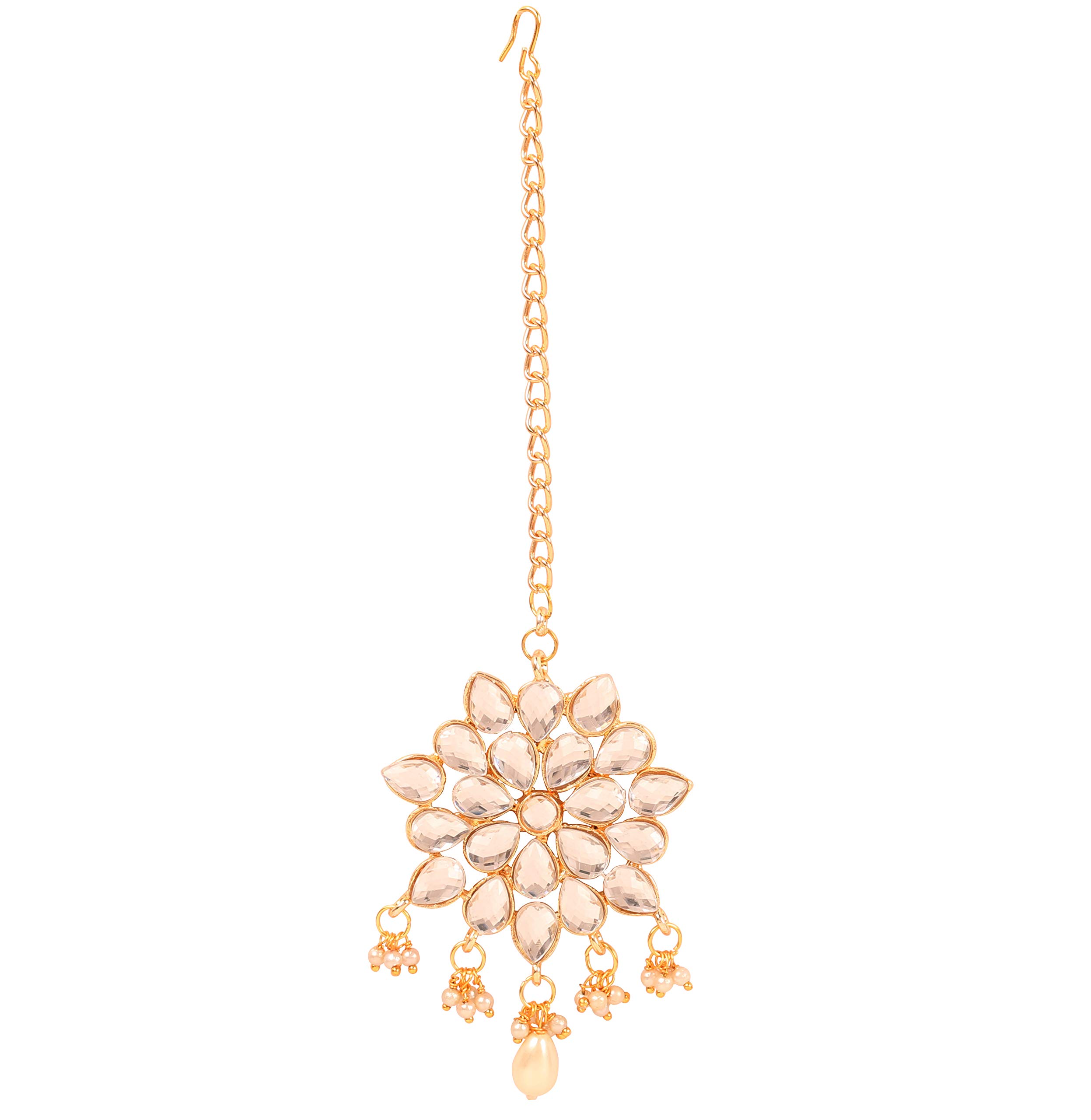 Touchstone maang Tikka Indian Head Jewelry Women Hair Accessories Gold Headpiece Forehead mangtika Bollywood Simple kundan Wedding Dainty Chain Bridal