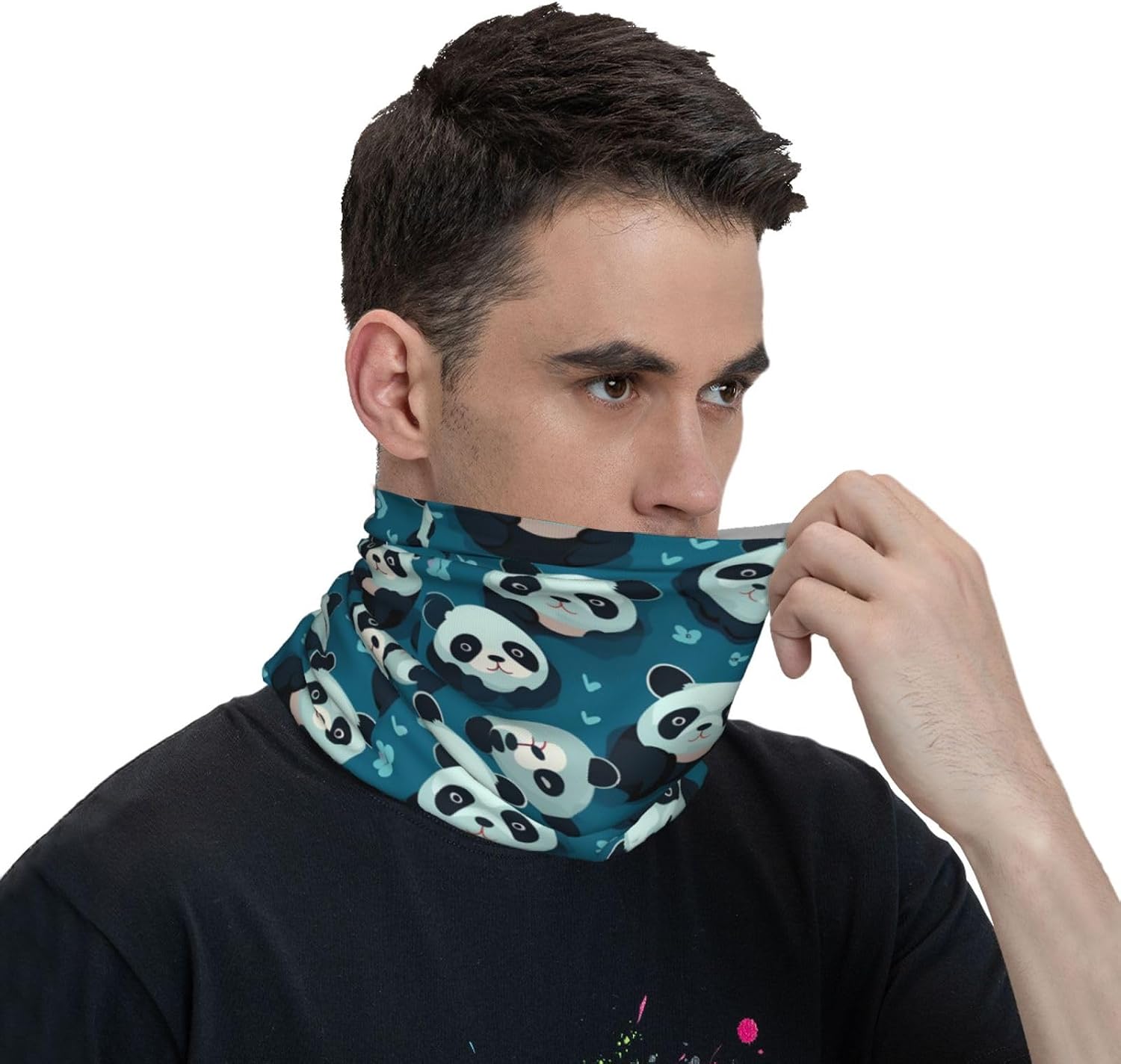 cute little panda Printed Multifunctional sports headscarf Headband, face mask, wristband