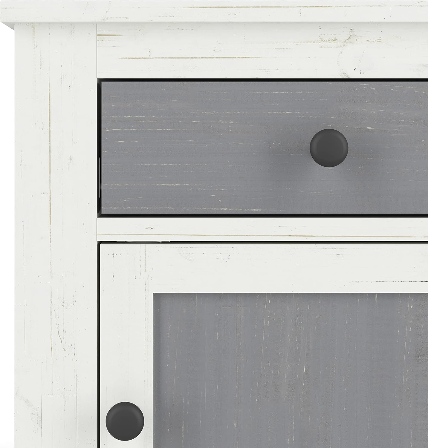 Child Craft Ocean Grove Nightstand, 21.02" W Rustic Coastal Nursery Nightstand with Drawer and Cabinet Door, Two-Tone Finish, White/Gray