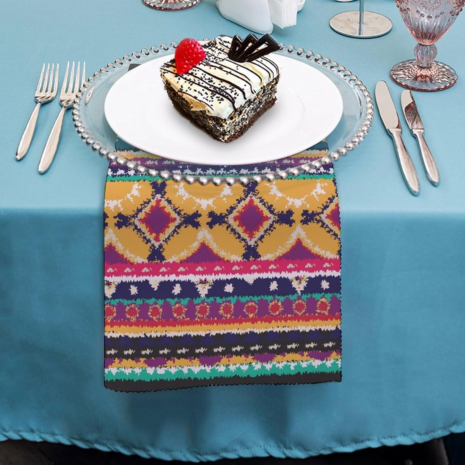 Aztec Cloth Napkin,Southwestern Ethnic Geometric Tribal Navajo Dinner Napkin Reusable Kitchen Table Top Collection for Party Dining Table Decor, 19 X 19 Inch, 6 PCS