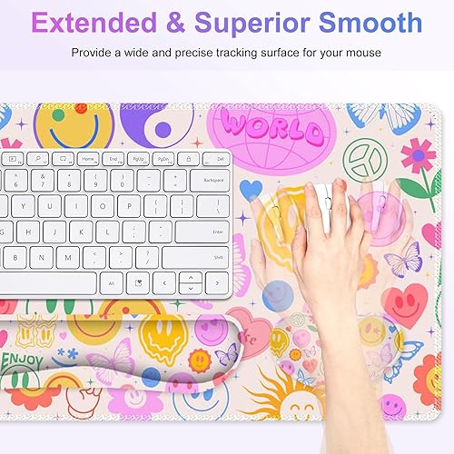 Miniatura 3 de Juego de alfombrilla de mouse grande para juegos, 4 en 1, alfombrilla de escritorio extendida para teclado con reposamuñecas, juego de alfombrilla