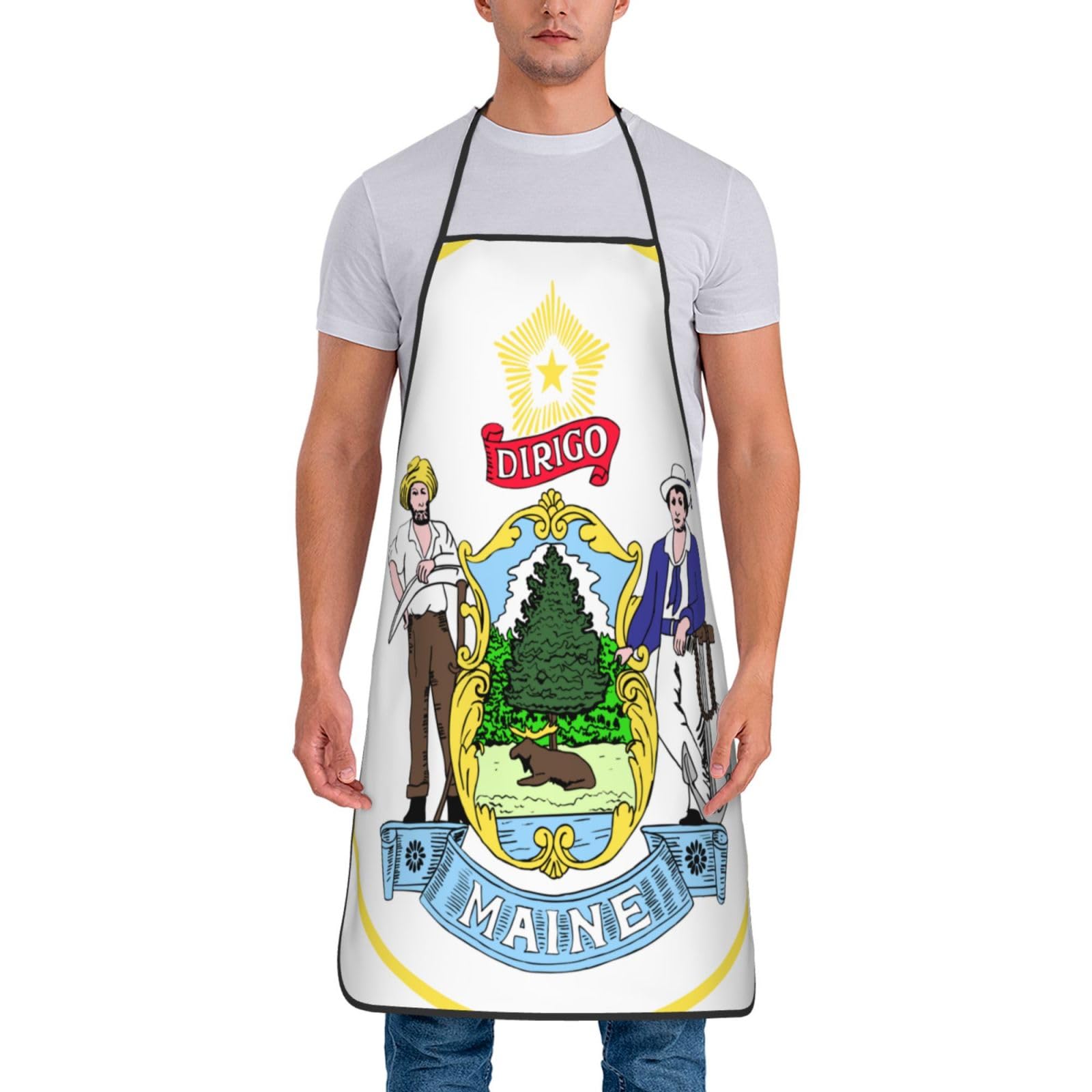 Tablier de cuisine unisexe avec drapeau et carte du Maine, doux et confortable pour homme et femme