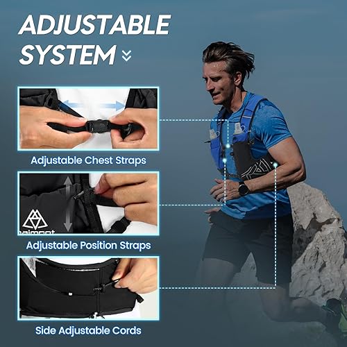 Miniatura 4 de Haimont Chaleco de hidratación para correr con botellas de agua para mujeres y hombres, mochila de agua ligera ajustable de 8 litros con frascos
