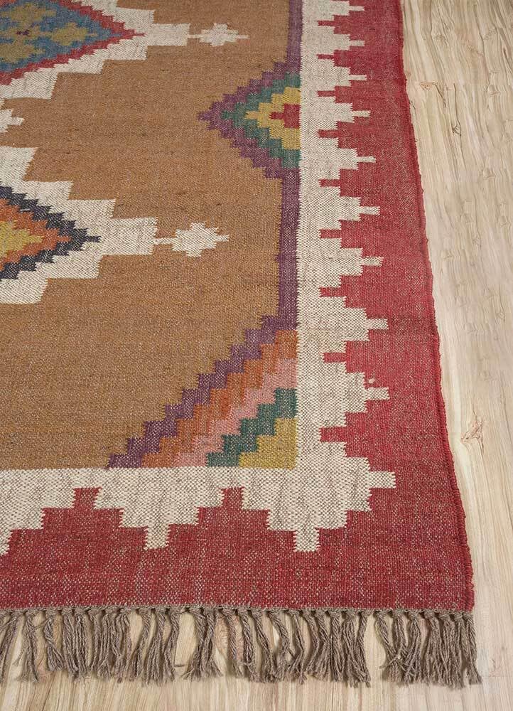 Tapis en laine de Kilim naturelle et en jute - Tapis tissé à la main et résistant pour le salon (200 x 300 cm)