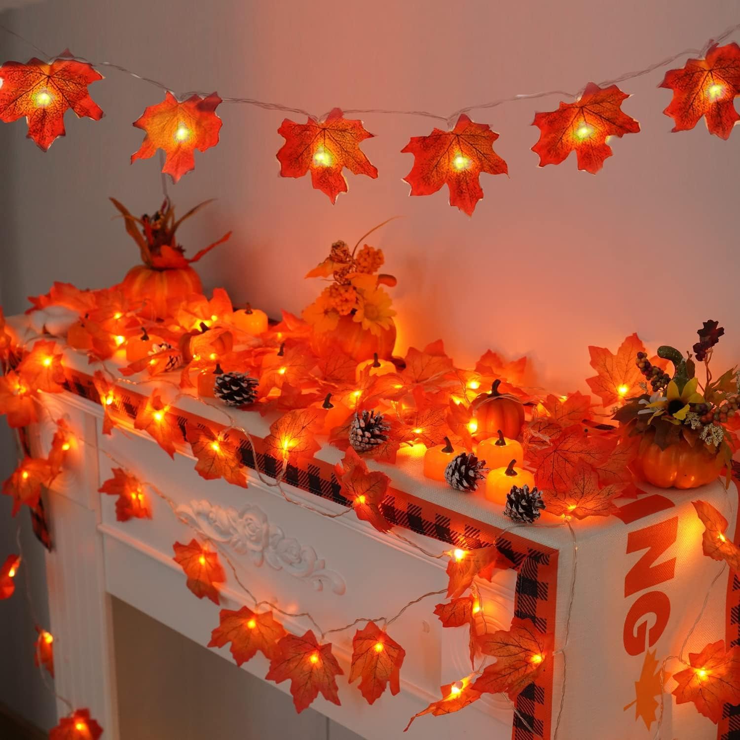 YEGUO 2 Packs Fall Decorations for Home, Thanksgiving Lights Battery Operated, Total 20ft 40 LED Lighted Fall Garland Maple Leaves for Holiday Autumn Harvest Fall Thanksgiving Halloween Decor YEGUO 2 Packs Fall Decorations for Home, Thanksgiving Lights Battery Operated, Total 20ft 40 LED Lighted Fall Garland Maple Leaves for Holiday Autumn Harvest Fall Thanksgiving Halloween Decor