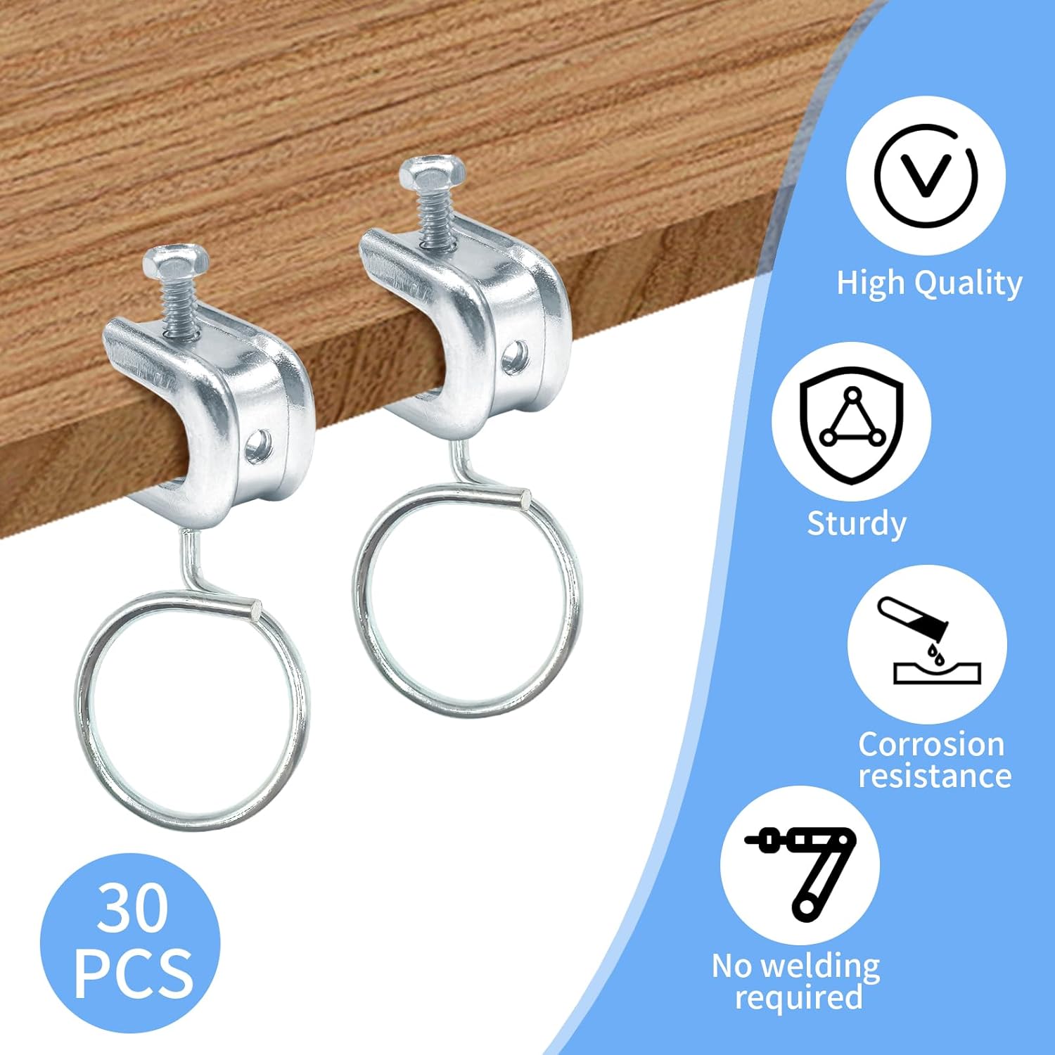 30 PC 1/4" x 20 Beam Clamp Bridle Rings Heavy Duty Steel Cable Hangers for Low Voltage Wiring, Pipe Support, Conduit Alternative in Home Theater, Factory, Warehouse & DIY Projects