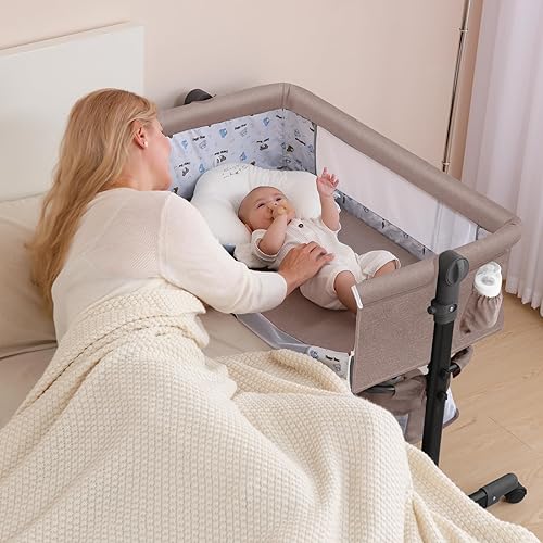 Miniatura 2 de Cuna para bebé, moisés de noche, fácil de plegar, moisés lateral portátil para cuna 2023, nuevo estilo niñoniño (marrón)