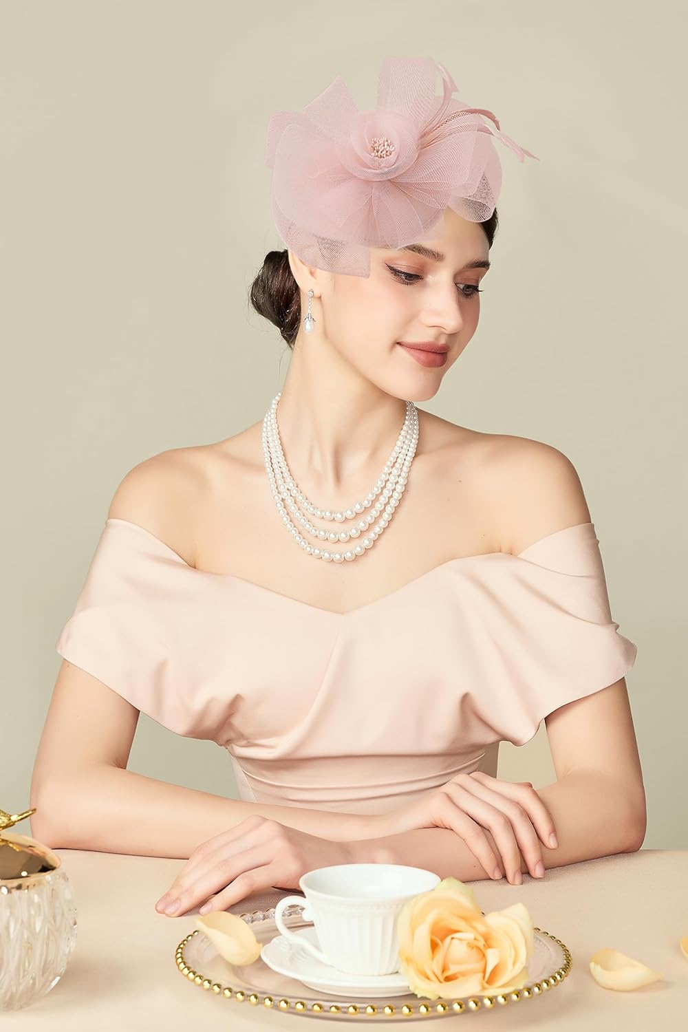 Fascinators Hats for Women - Tea Party Kentucky Fascinator Derby Pillbox Hat Flower Tulle Headband with Hair Clip - Image 5